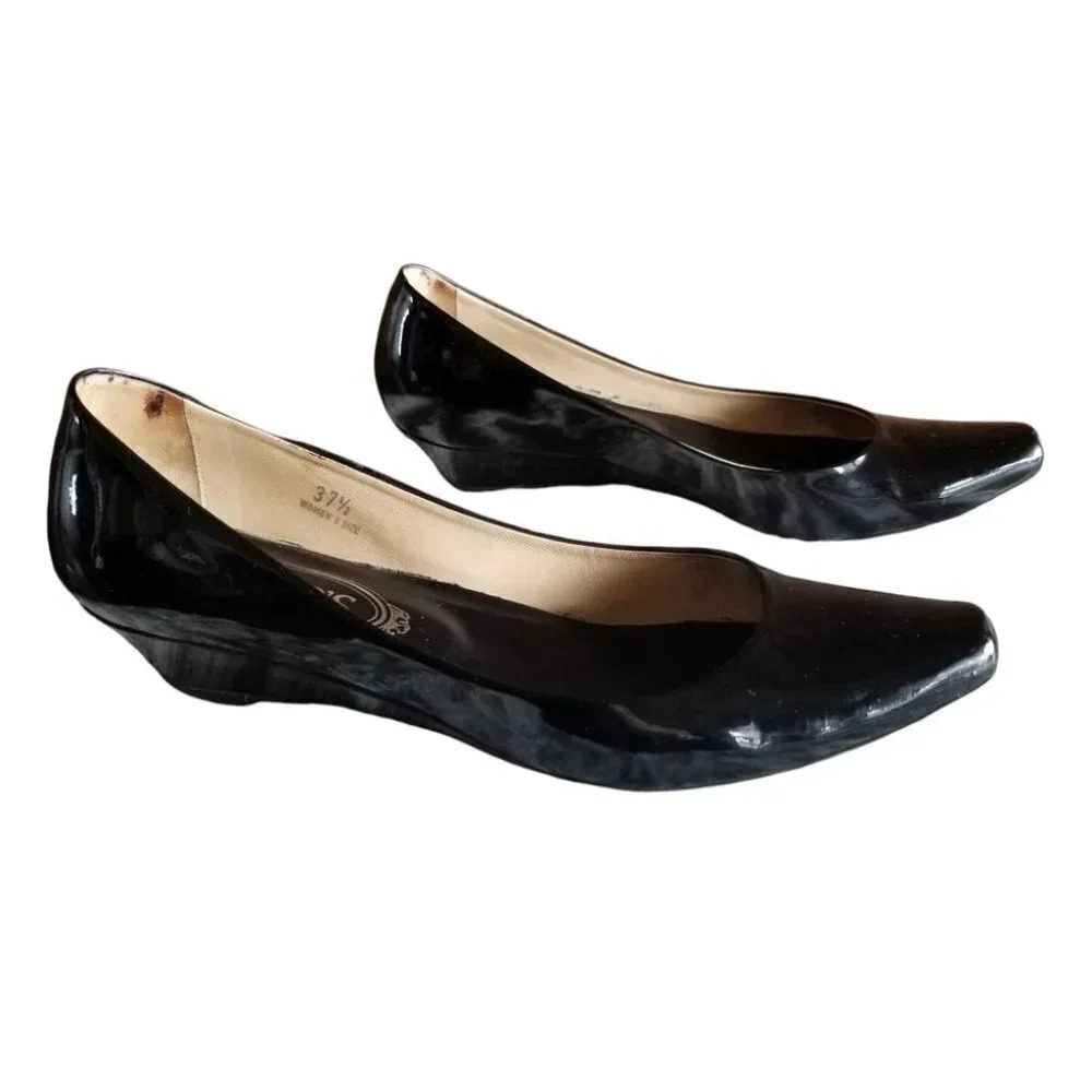 TOD'S Kitten Heel Wedge Glossy Black 37.5
